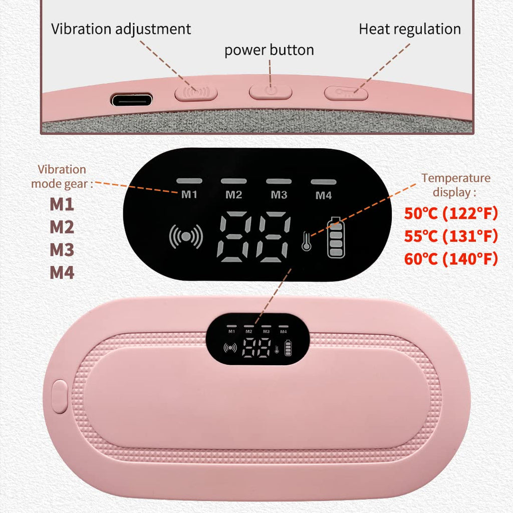Period Cramp Relief Massager |Rechargeable Heating Pad with Vibration | Menstrual Cramp Comfort & Cramps Relief Machine