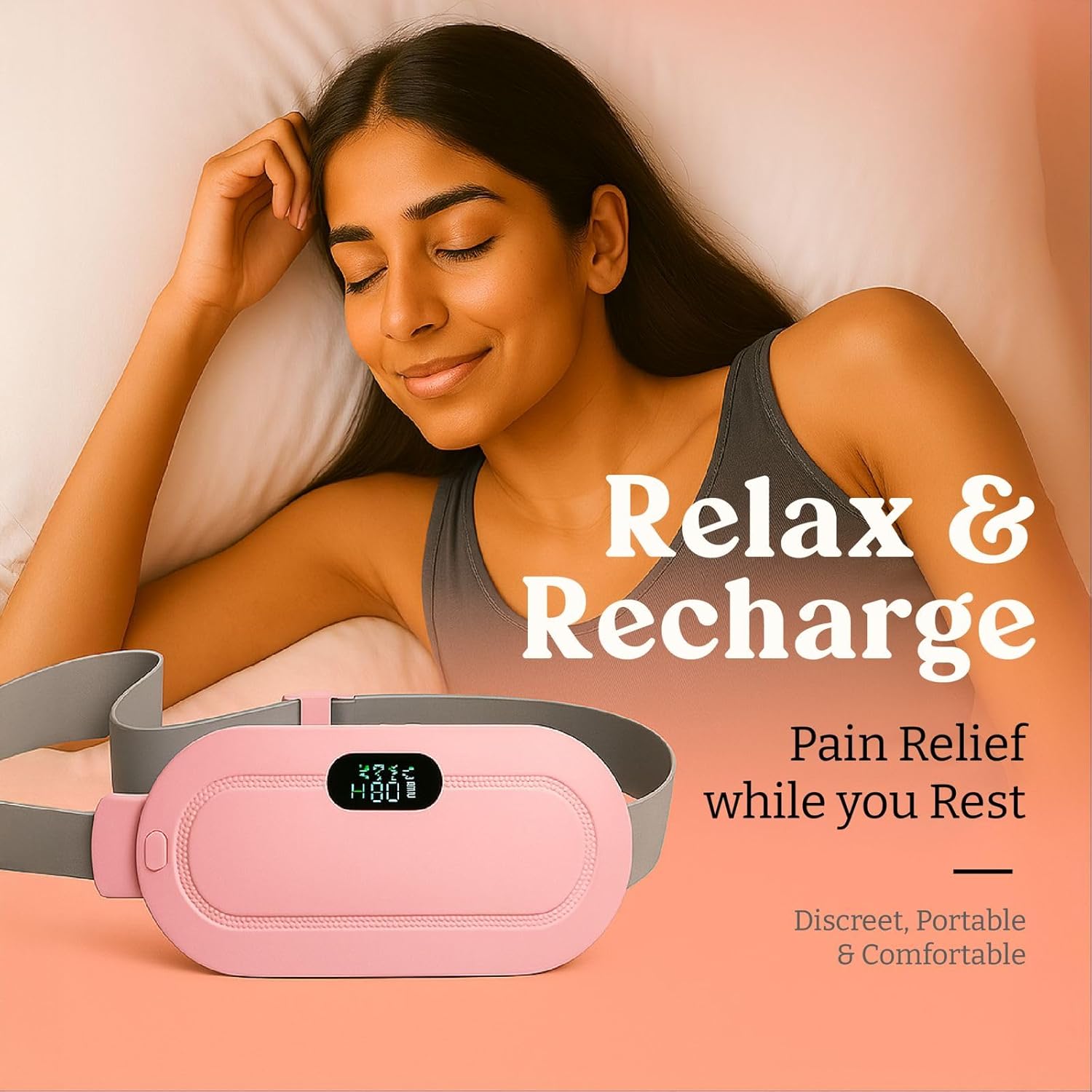Period Cramp Relief Massager |Rechargeable Heating Pad with Vibration | Menstrual Cramp Comfort & Cramps Relief Machine
