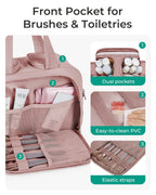 Multi Functional Toiletry Bag for Women | Multi-Compartment Makeup Organiser with Elastic Brush Holders